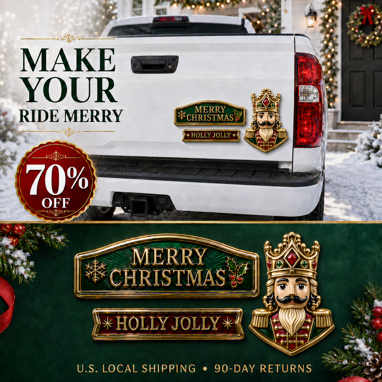 ⚡50K+ SOLD!🔥 3-Piece Christmas Car Emblem Metal Badge Set – Multiple Festive Character Styles Available