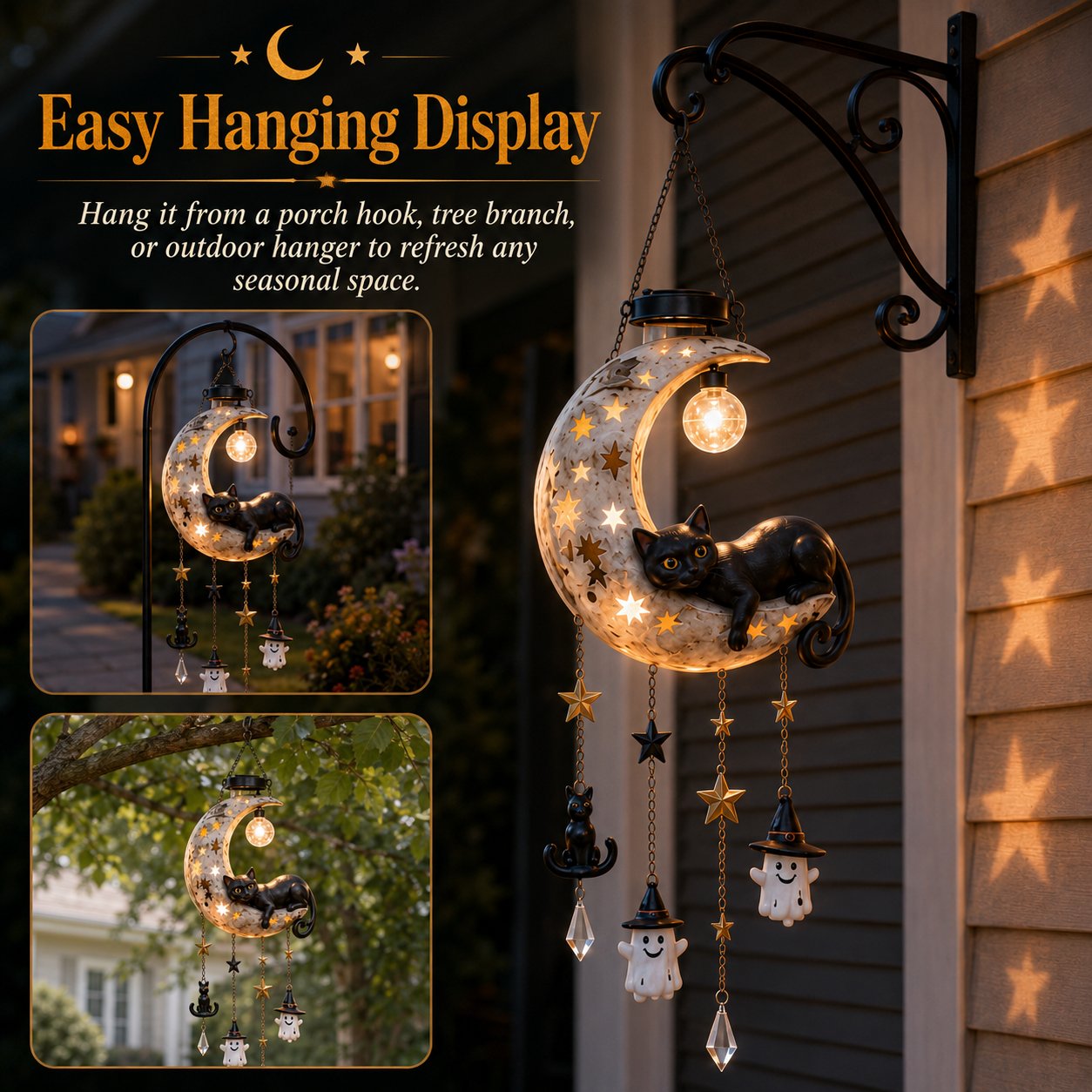 Easy hanging display with attached chain