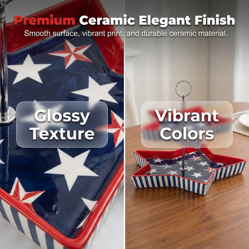 American Patriotic Two-Tier Star Serving Tray