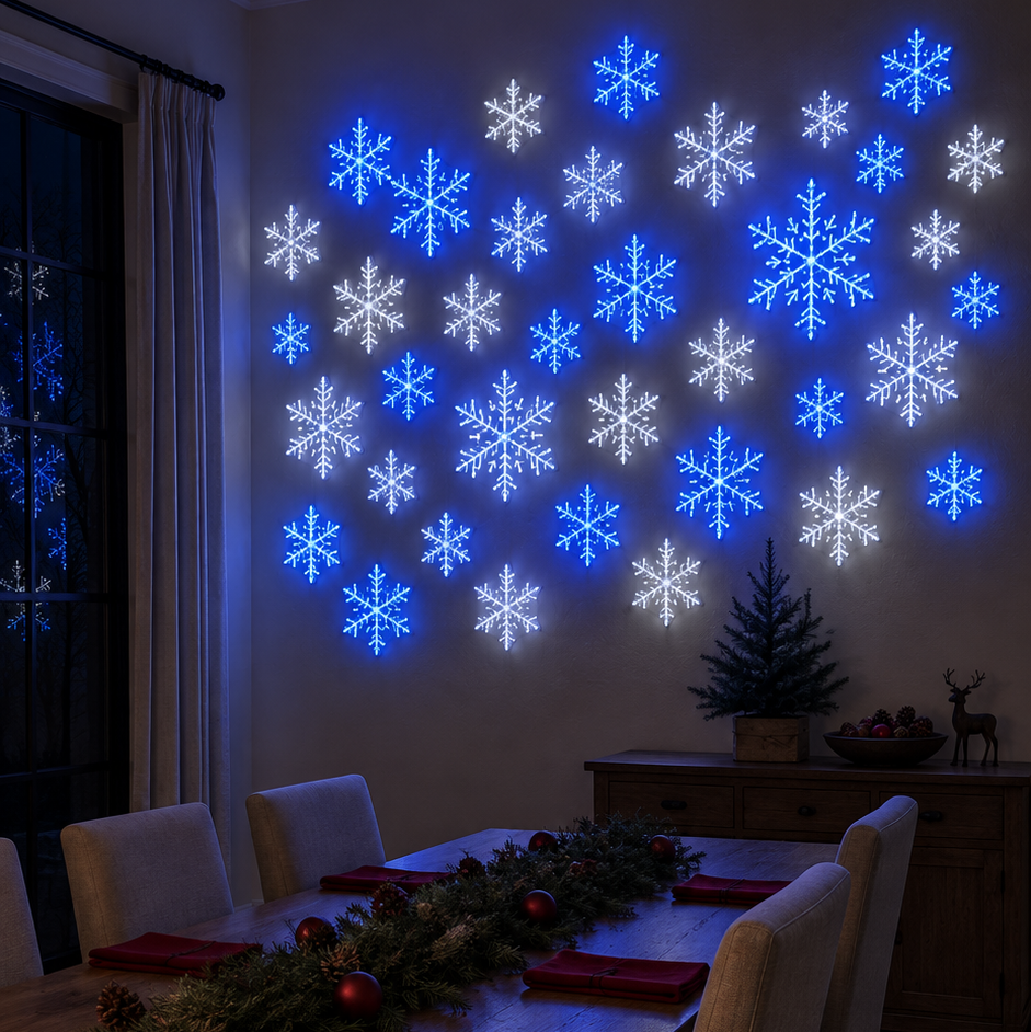 🔥Last 40pcs🎉- LED Snowflake Wall Set