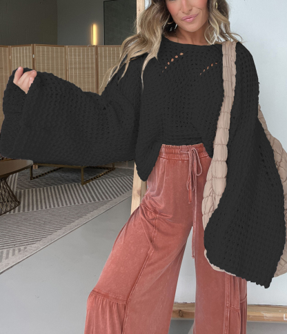 Women's Oversized Knitted Twist Detailing Sweater 