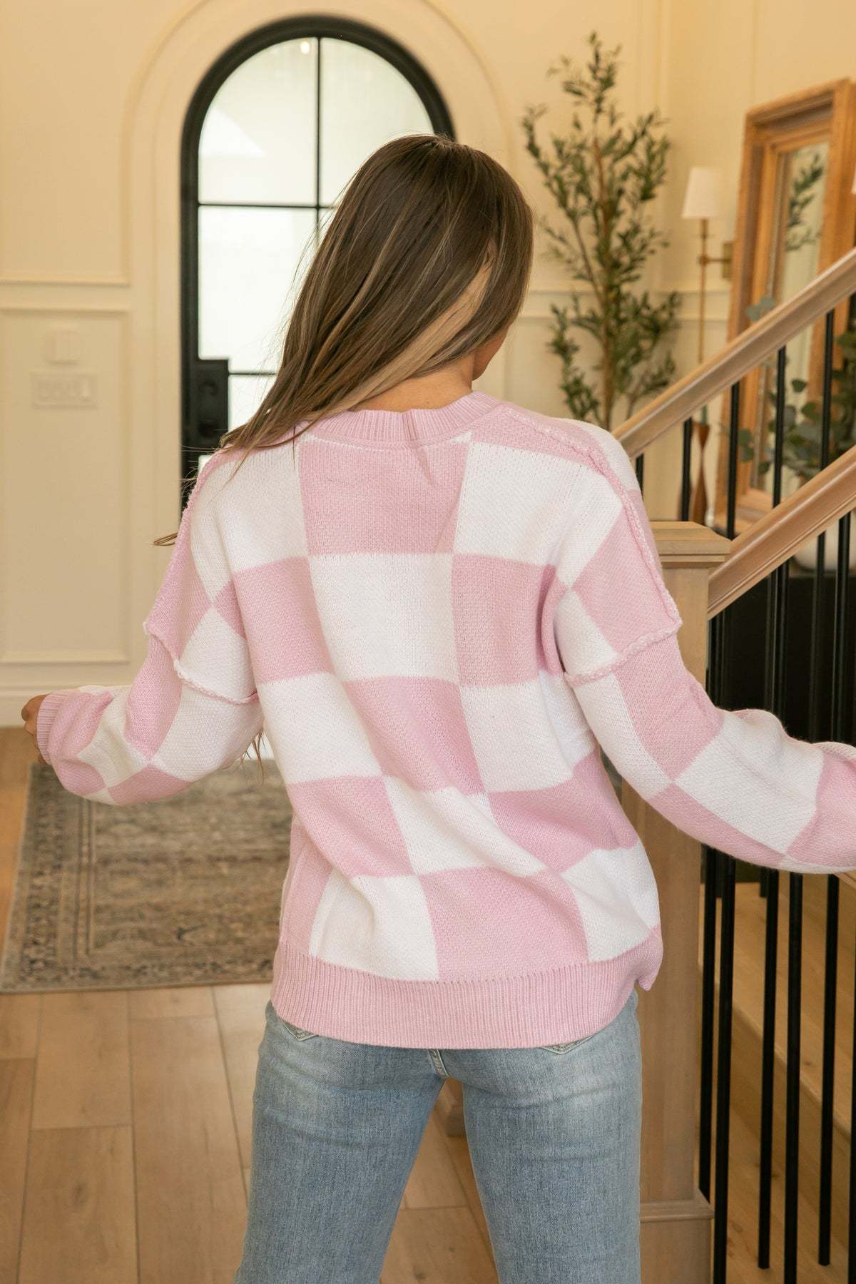 Women's Oversized Checkered Sweater