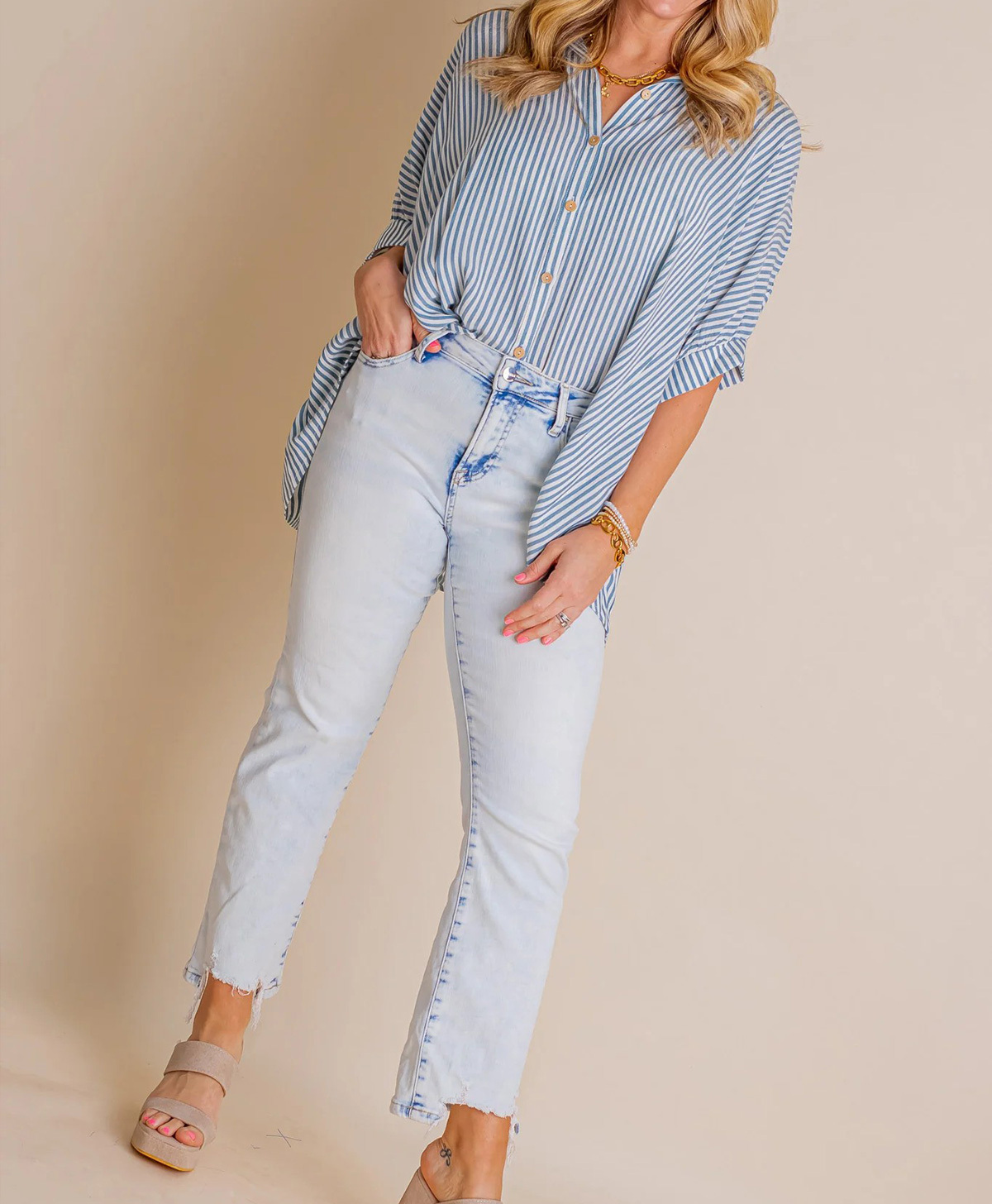 2024 New Oversized Striped Loose Button-down Shirt(Buy 2 10% OFF)