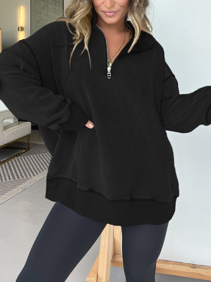 Oversized Quarter Zip Vintage Pullover (Buy 2 Free Shipping)