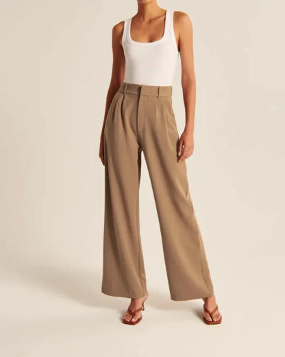 The Effortless Tailored Wide Leg Pants For Women-Pink Laura