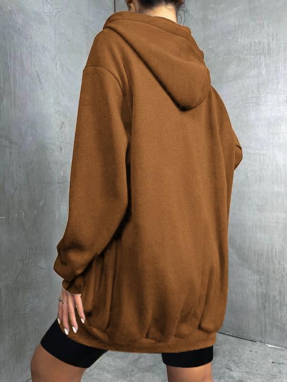 Women's Oversized Hooded Zip Up Fleece Jackets