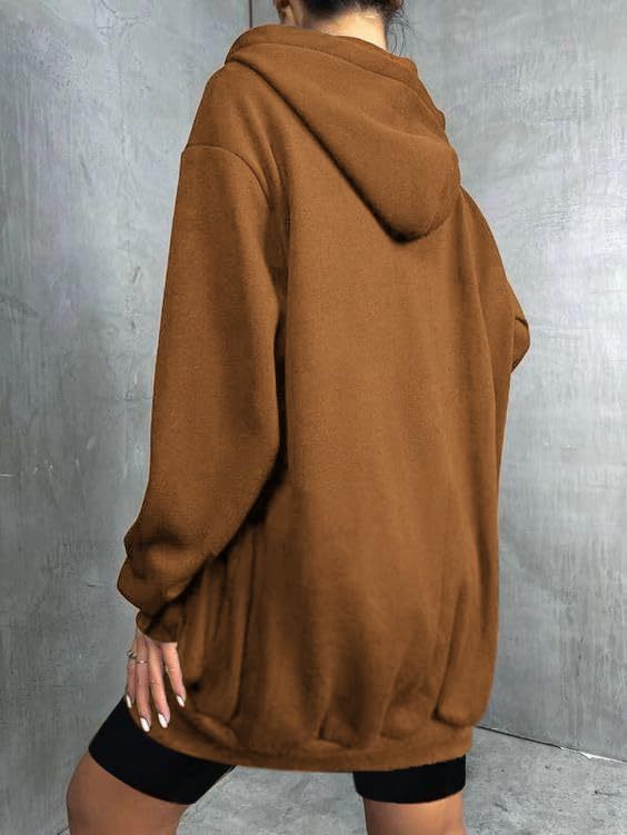 Women's Oversized Hooded Zip Up Fleece Jackets
