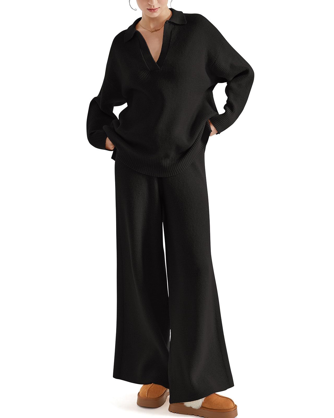 Women's Waffle Knit Sweater Matching Sets