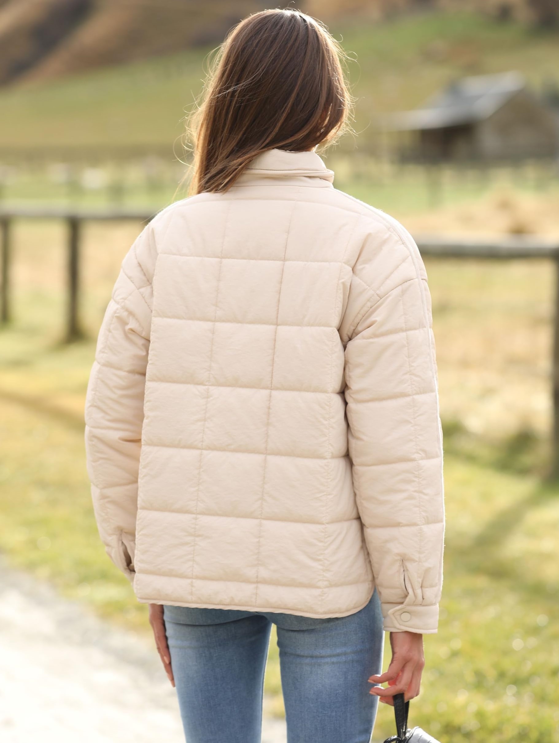 Women's Oversized Splice Quilted Lightweight Puffer Jacket