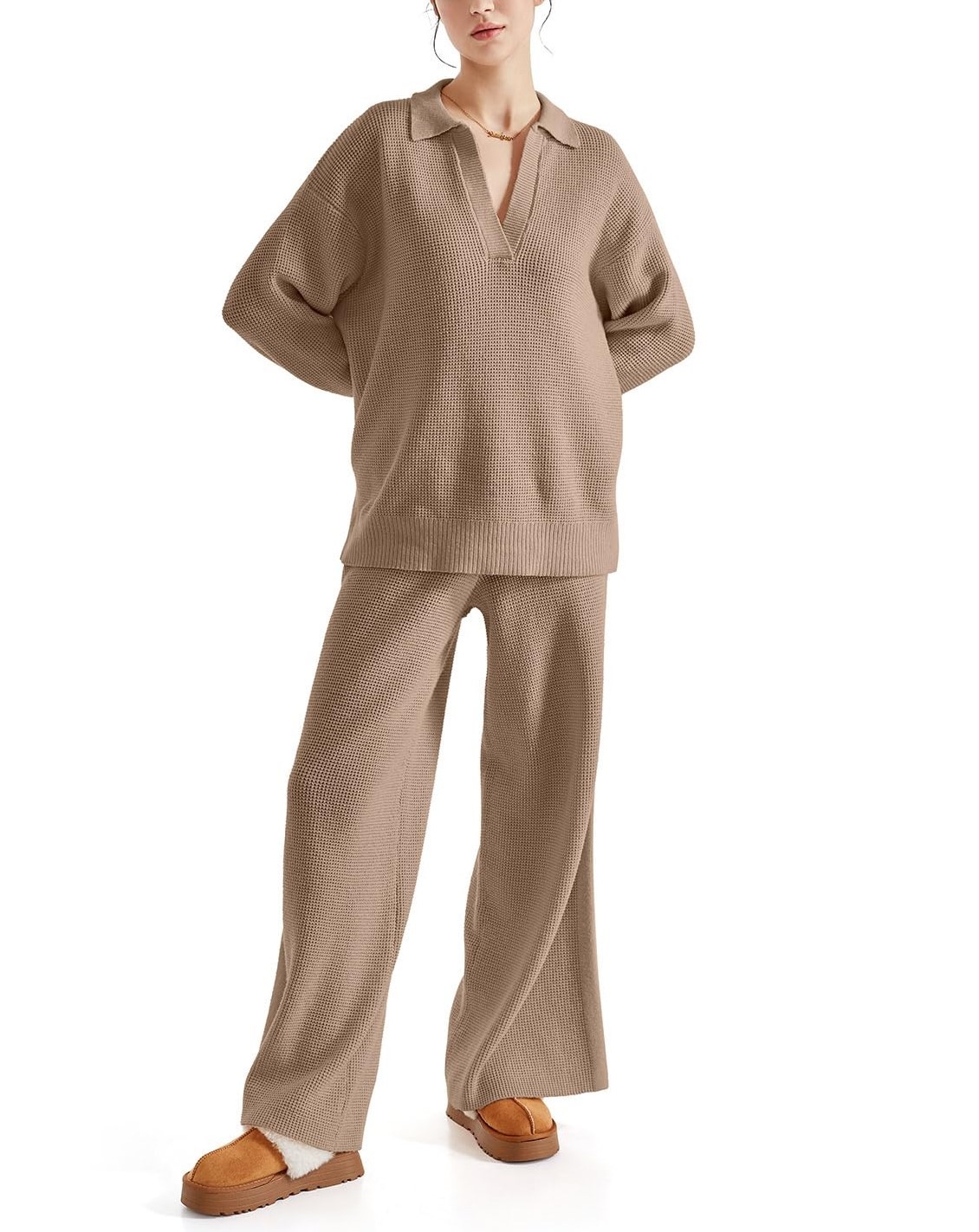 Women's Waffle Knit Sweater Matching Sets