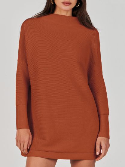 Women's Turtleneck Long Sleeve Slouchy Knit Tunic Sweaters 