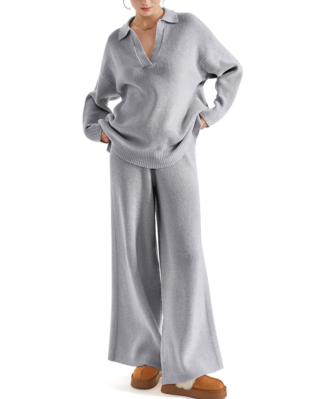 Women's Waffle Knit Sweater Matching Sets