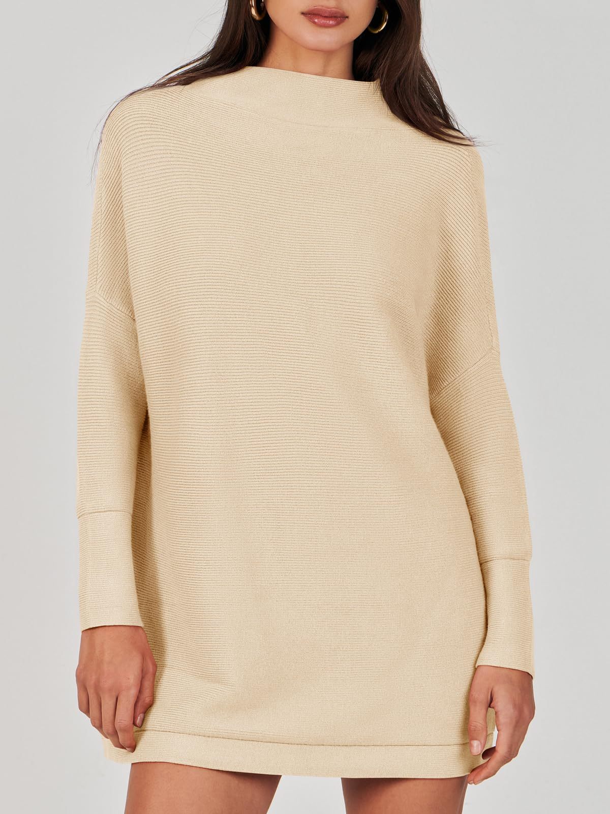 Women's Turtleneck Long Sleeve Slouchy Knit Tunic Sweaters 