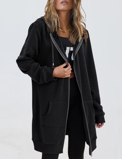 Women's Oversized Hooded Zip Up Fleece Jackets