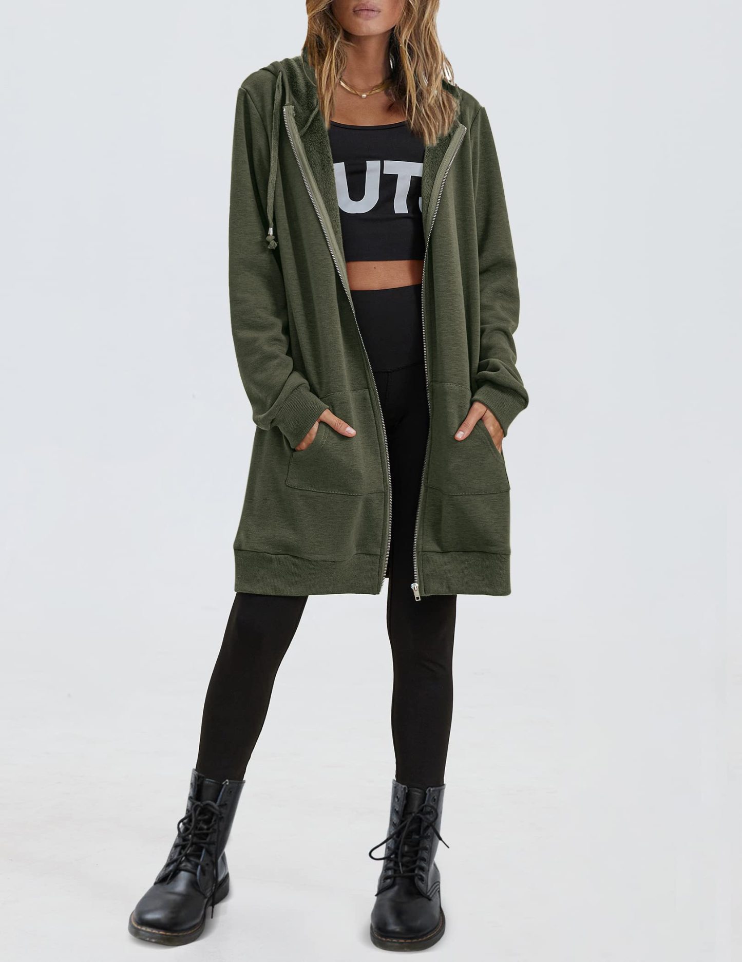 Women's Oversized Hooded Zip Up Fleece Jackets