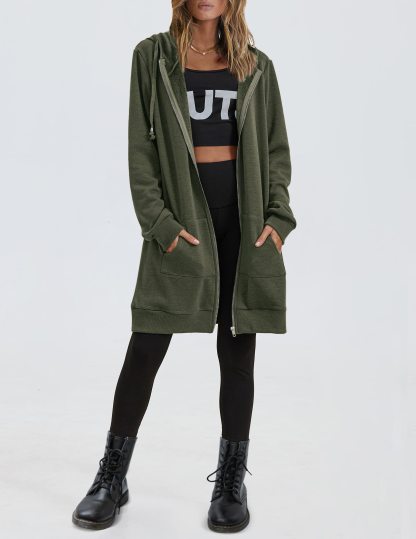 Women's Oversized Hooded Zip Up Fleece Jackets