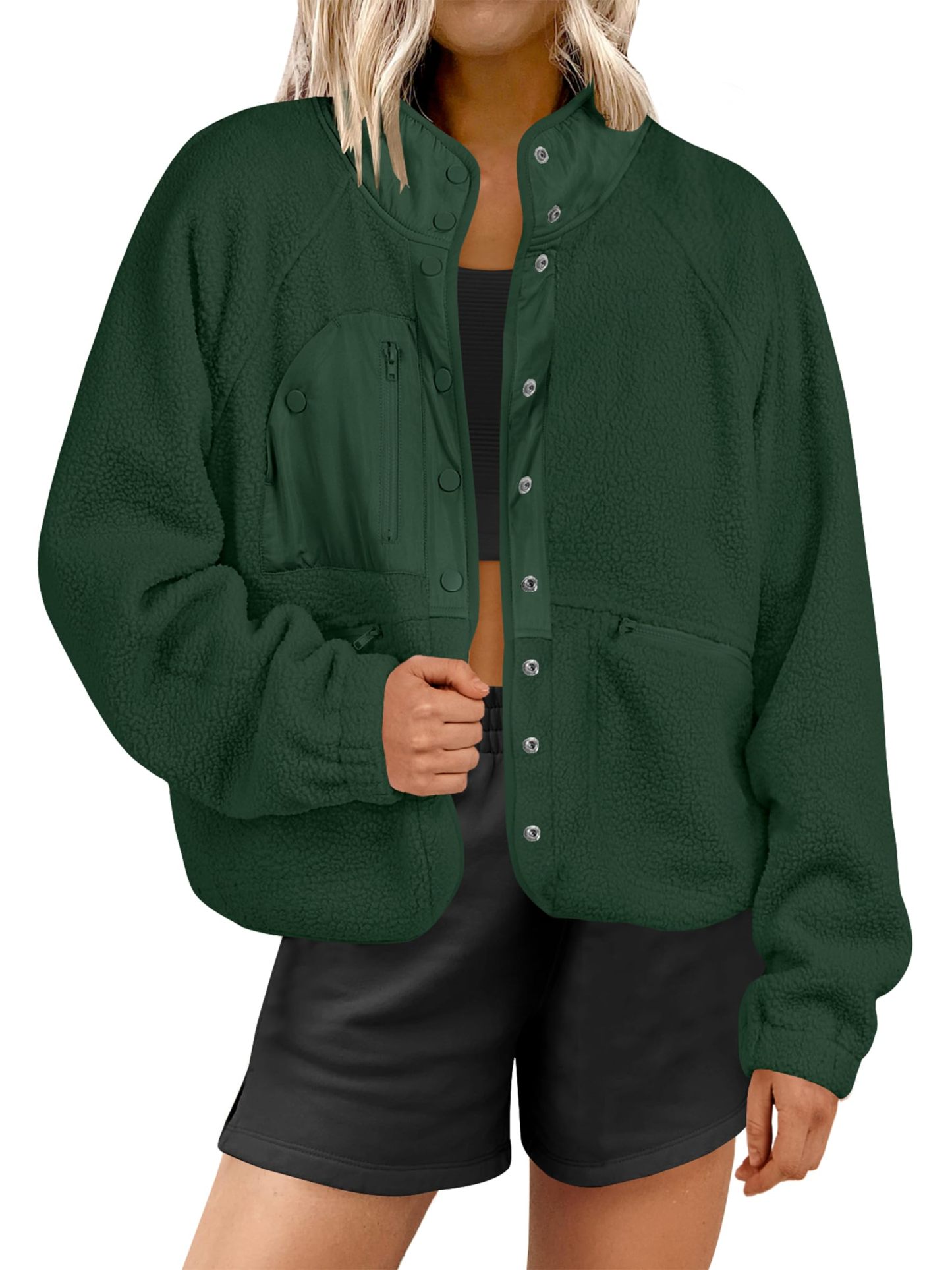  Women's  Button Down Fuzzy Fleece Jacket (Buy 2 Free Shipping) 