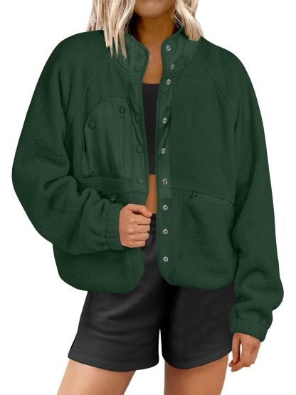  Women's  Button Down Fuzzy Fleece Jacket (Buy 2 Free Shipping) 