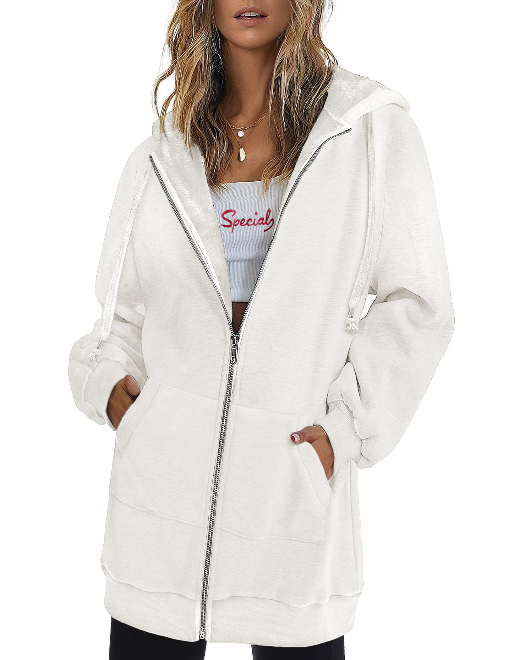 Women's Oversized Hooded Zip Up Fleece Jackets