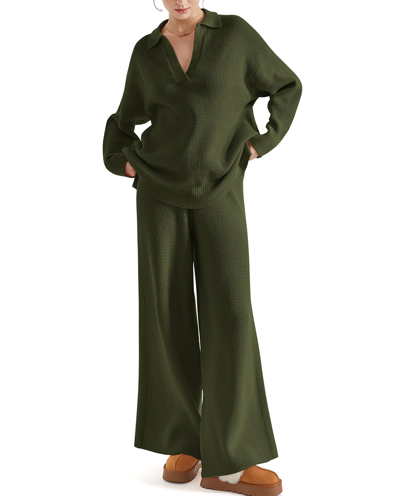 Women's Waffle Knit Sweater Matching Sets