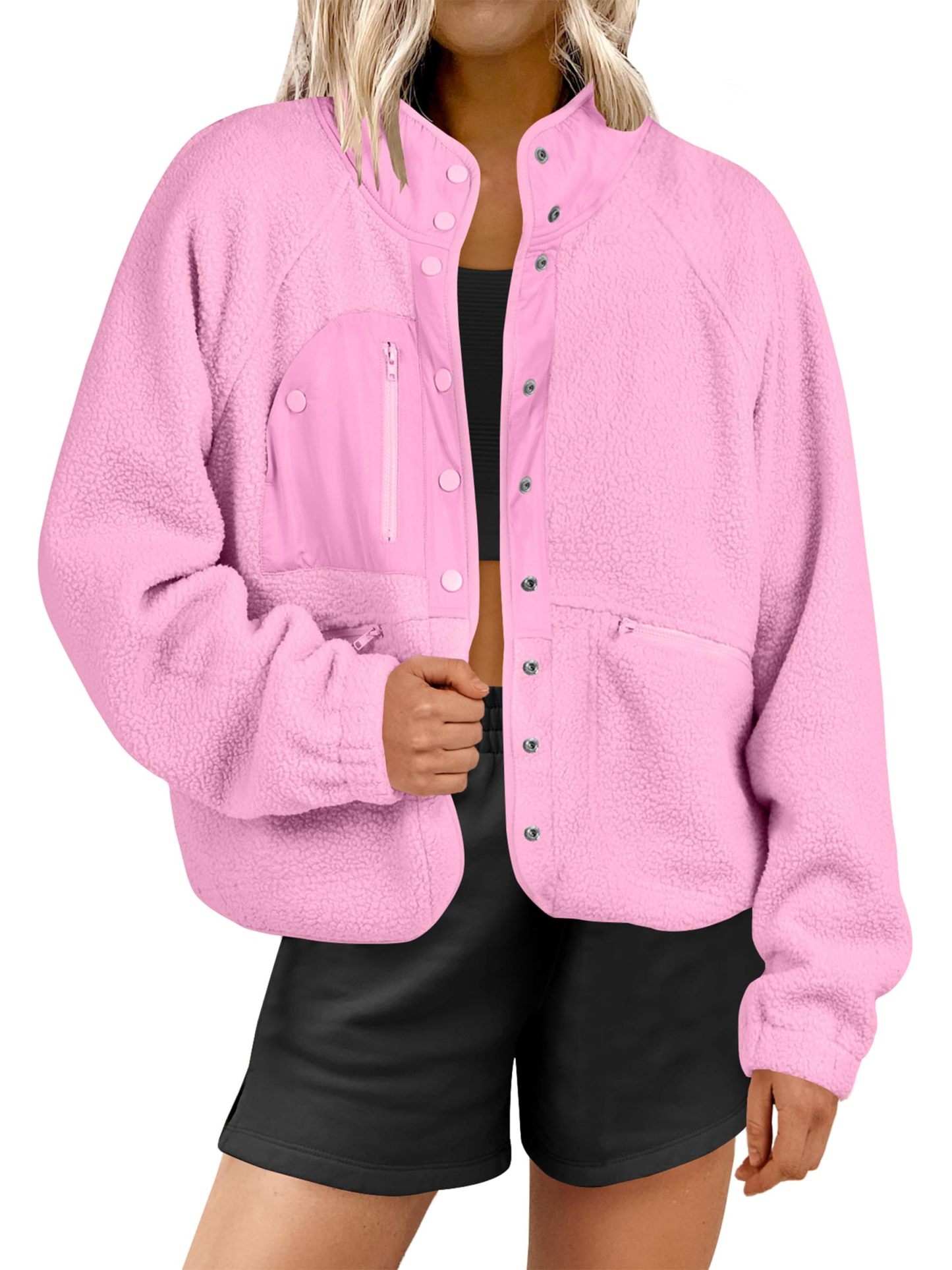 Women's  Button Down Fuzzy Fleece Jacket (Buy 2 Free Shipping) 