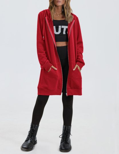 Women's Oversized Hooded Zip Up Fleece Jackets