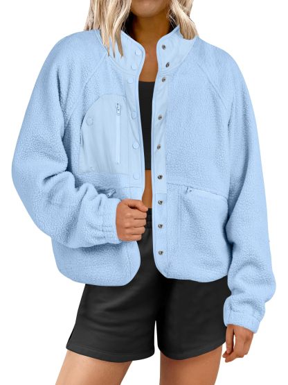  Women's  Button Down Fuzzy Fleece Jacket (Buy 2 Free Shipping) 