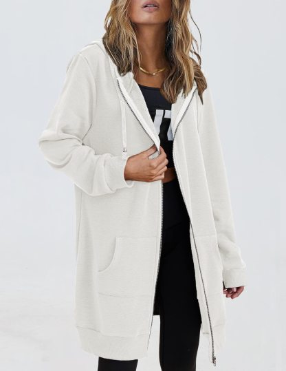 Women's Oversized Hooded Zip Up Fleece Jackets