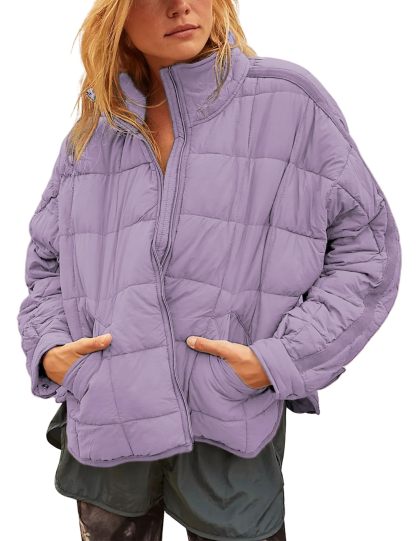 Women's Oversized Splice Quilted Lightweight Puffer Jacket