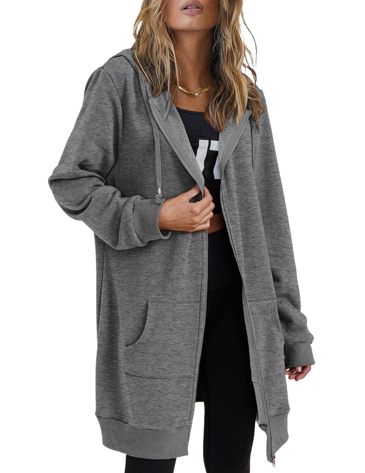 Women's Oversized Hooded Zip Up Fleece Jackets
