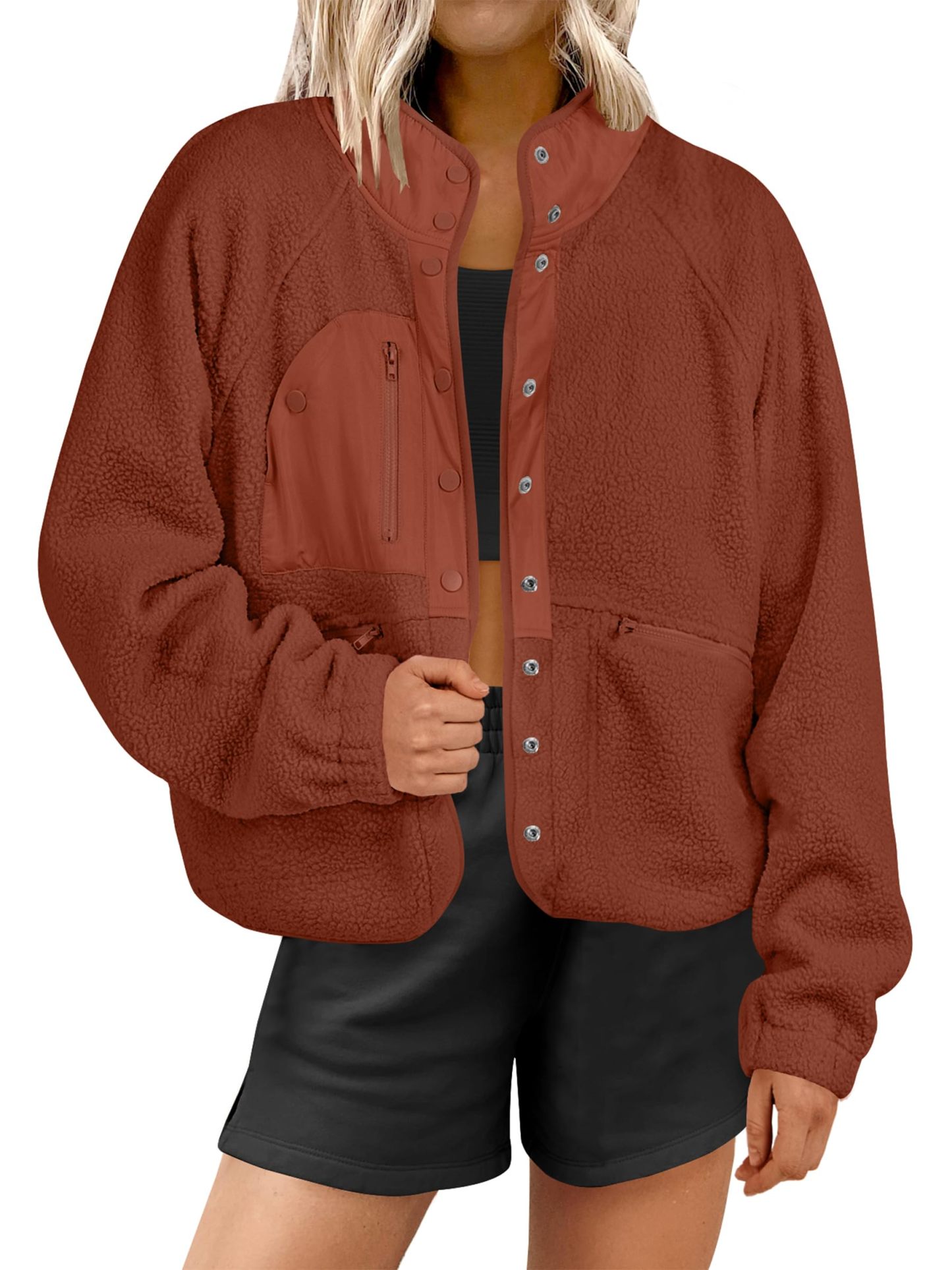  Women's  Button Down Fuzzy Fleece Jacket (Buy 2 Free Shipping) 