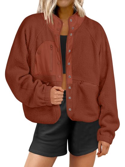  Women's  Button Down Fuzzy Fleece Jacket (Buy 2 Free Shipping) 