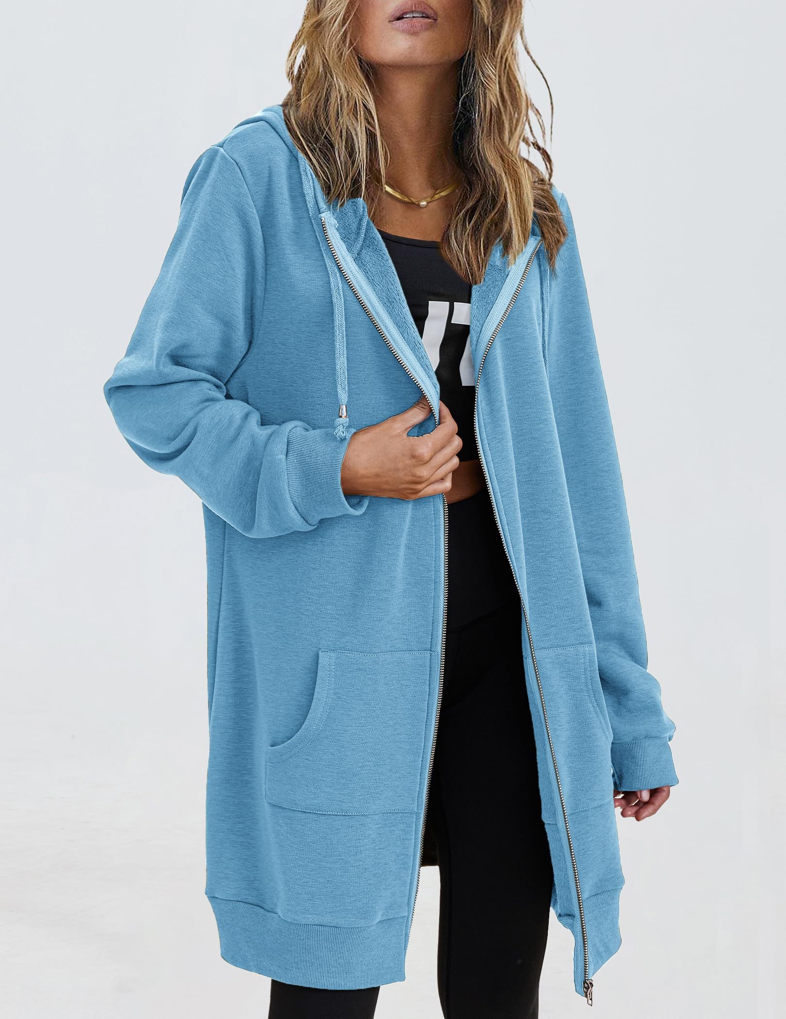 Women's Oversized Hooded Zip Up Fleece Jackets