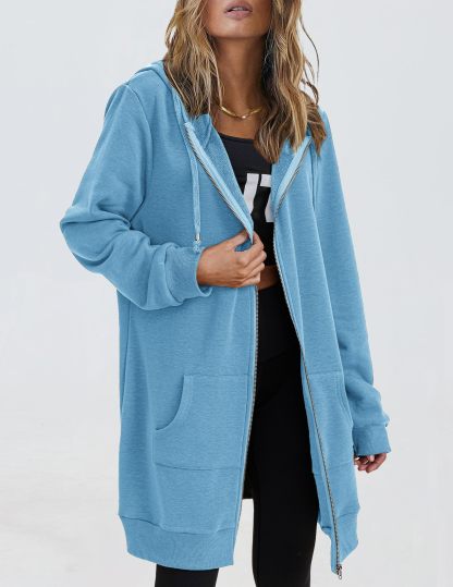 Women's Oversized Hooded Zip Up Fleece Jackets