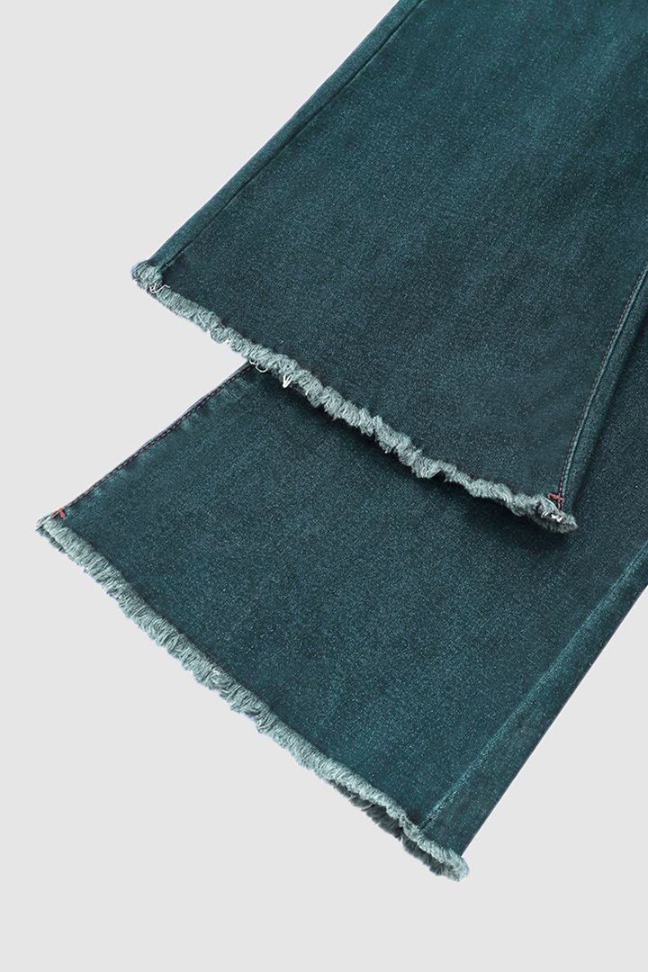 Washed Raw Hem Mid Waist Straight Leg Jeans-Pink Laura