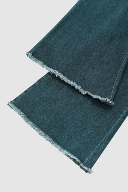 Washed Raw Hem Mid Waist Straight Leg Jeans-Pink Laura