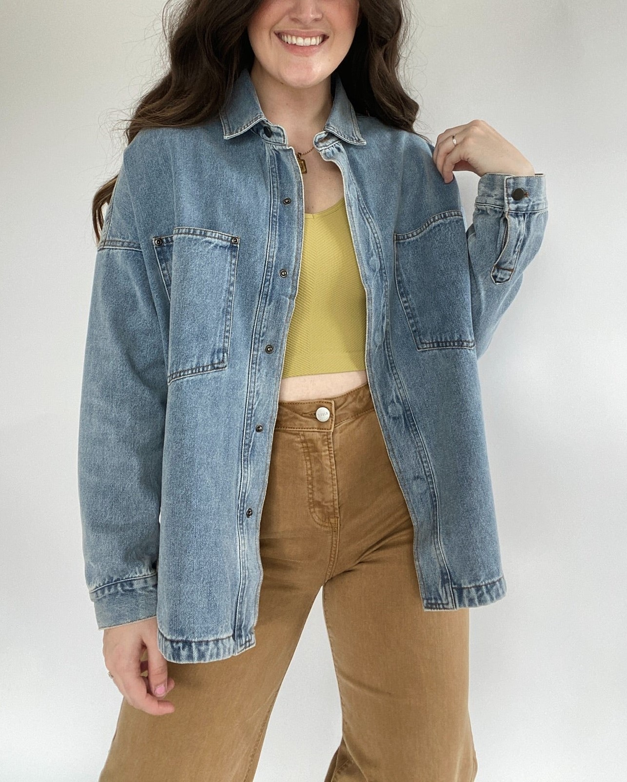 Women's Snap Button Denim Shacket