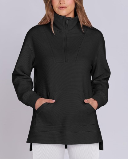  Women's Quarter Zip Oversized Knit Sweatshirts (Buy 2 Free Shipping)