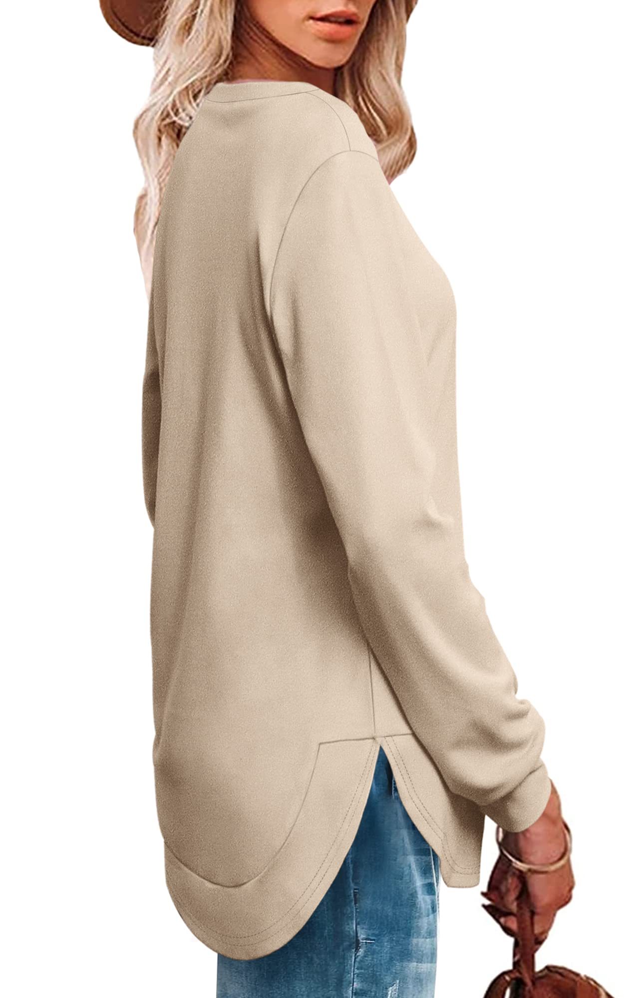 Women's High Low Curved Hem Tops