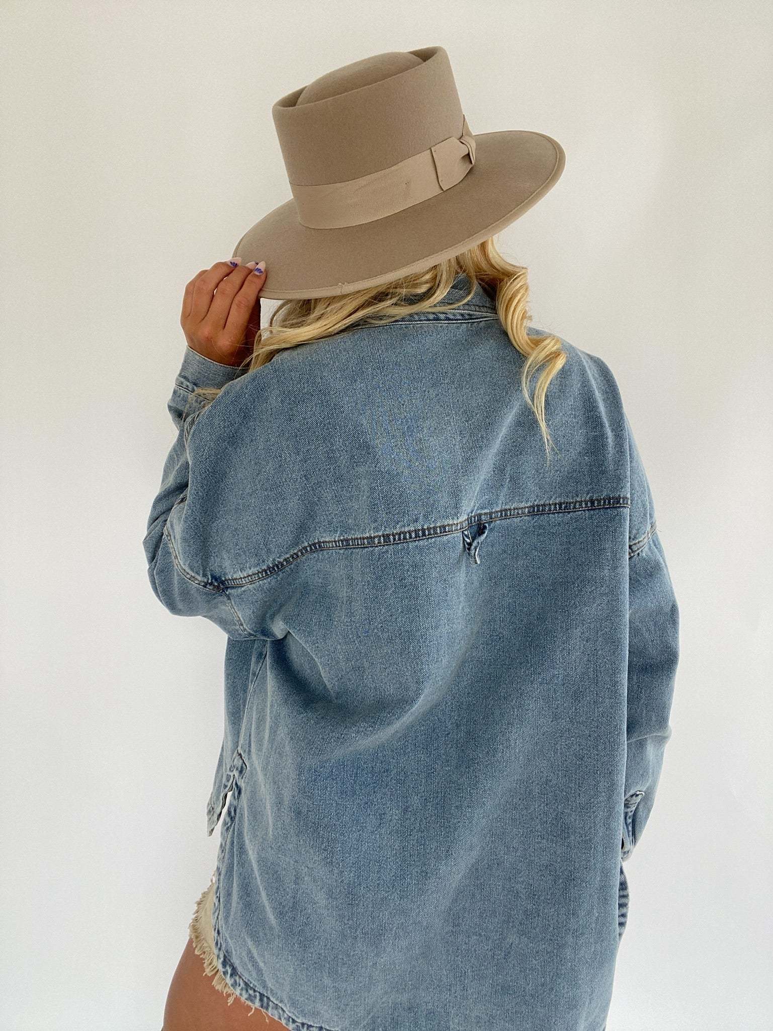 Women's Snap Button Denim Shacket