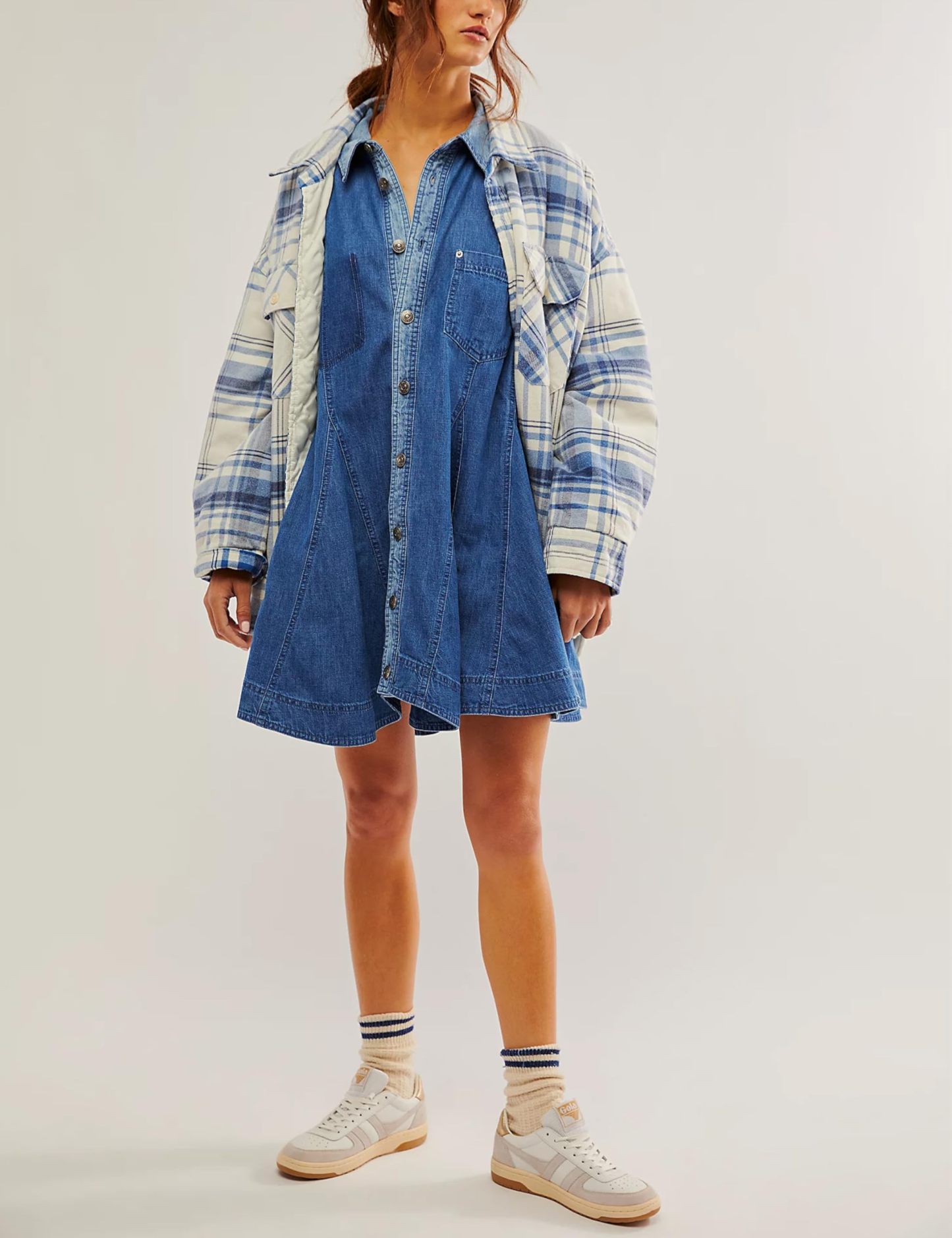 Women's Long Balloon Sleeves Button Down Denim Dress (Buy 2 Free Shipping)