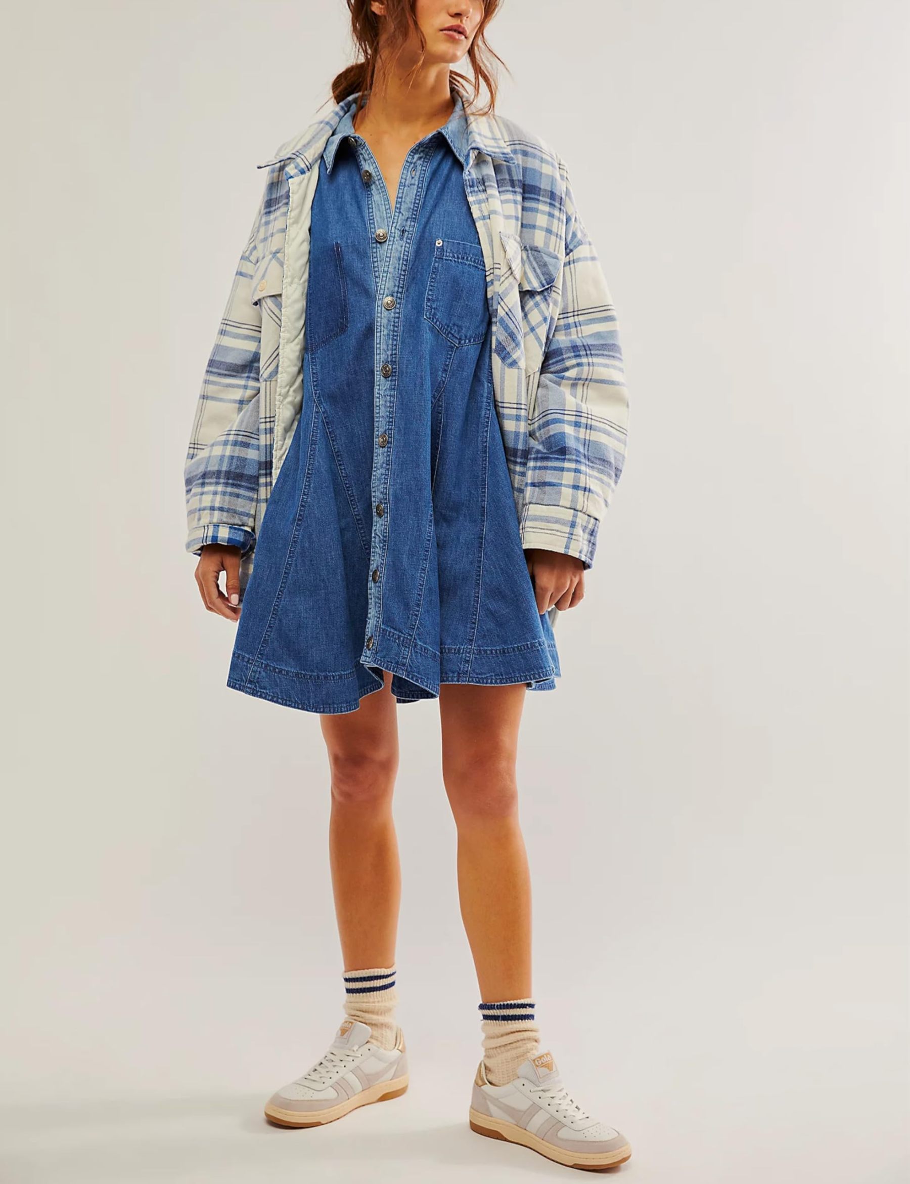 Women's Long Balloon Sleeves Button Down Denim Dress (Buy 2 Free Shipping)