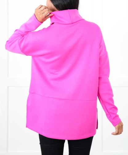 Solid Long Sleeve Cowl Neck Top with Side Slits(Buy 2 Free Shipping)