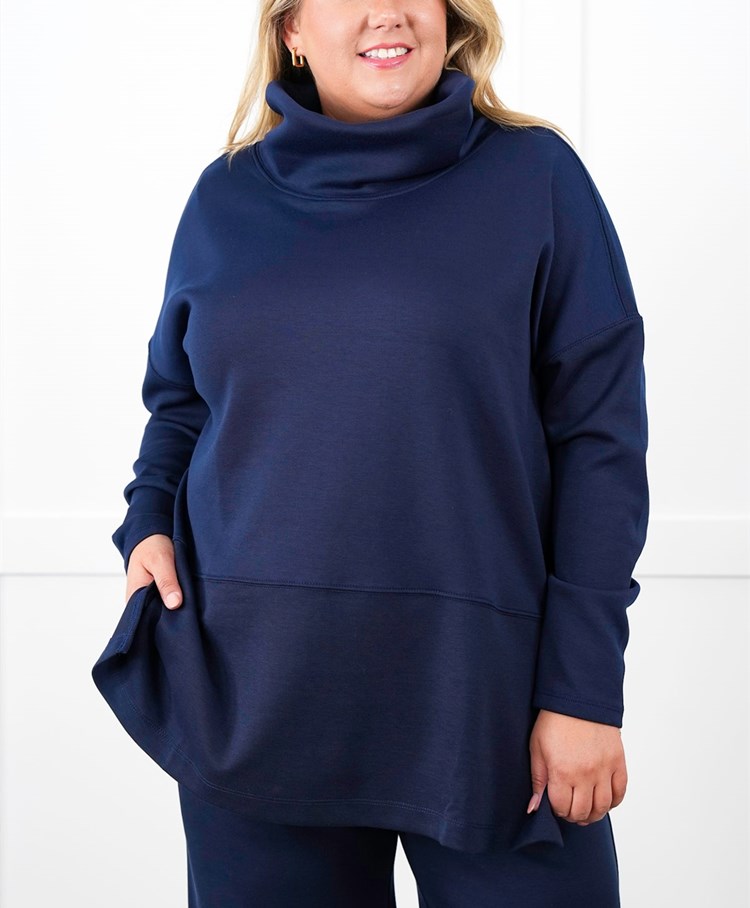 Solid Long Sleeve Cowl Neck Top with Side Slits(Buy 2 Free Shipping)