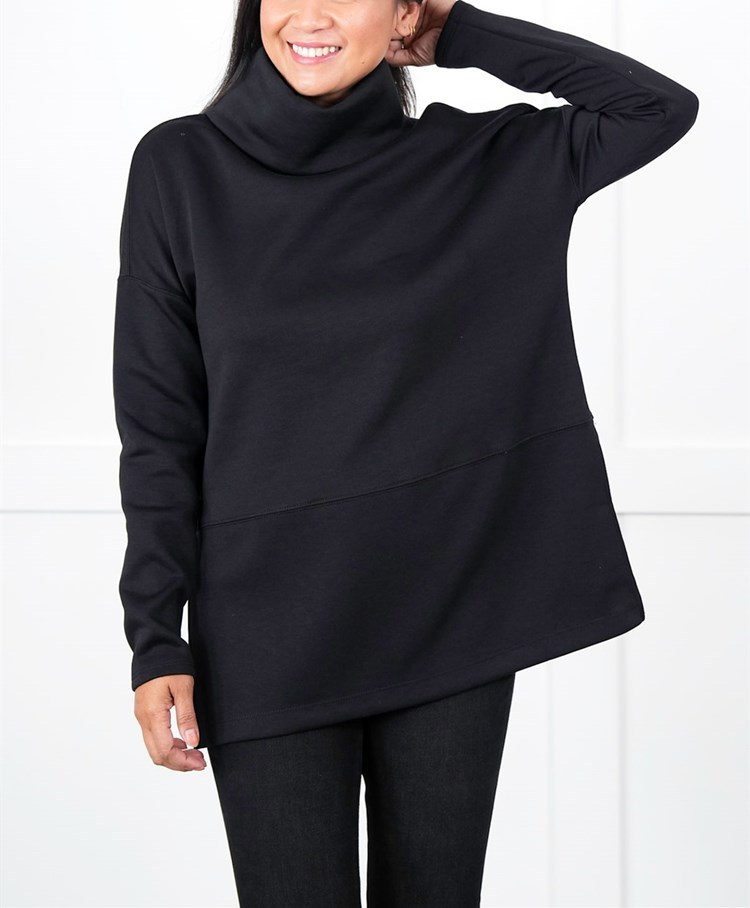 Solid Long Sleeve Cowl Neck Top with Side Slits(Buy 2 Free Shipping)