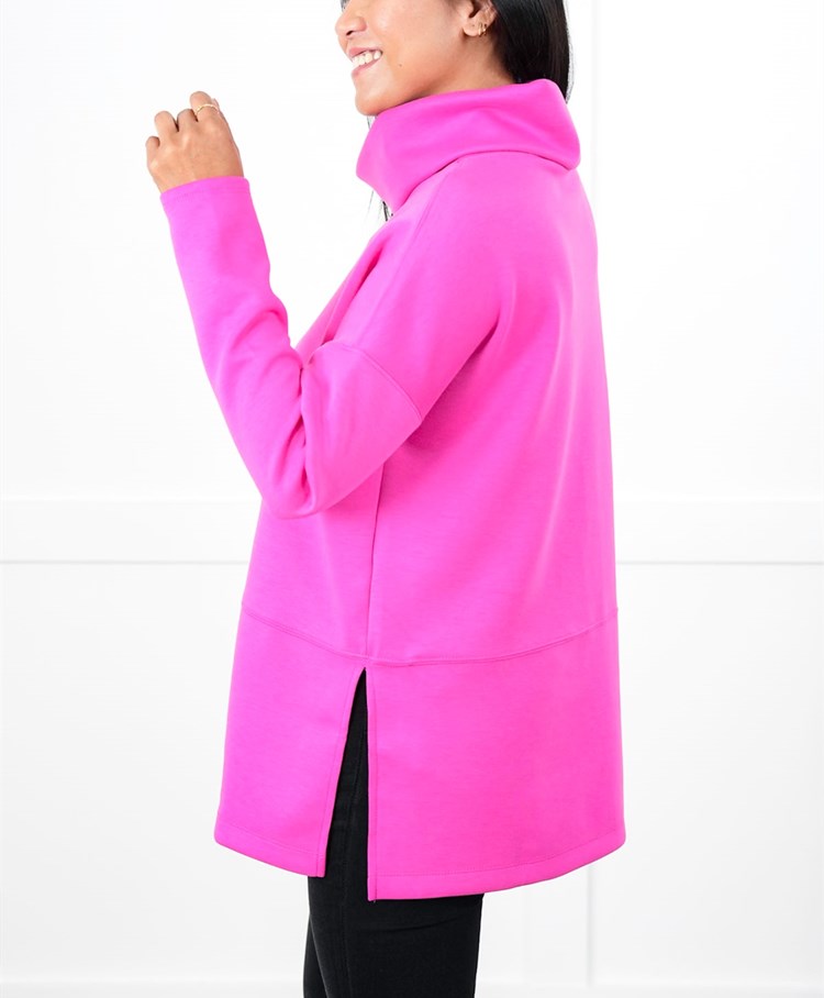 Solid Long Sleeve Cowl Neck Top with Side Slits(Buy 2 Free Shipping)