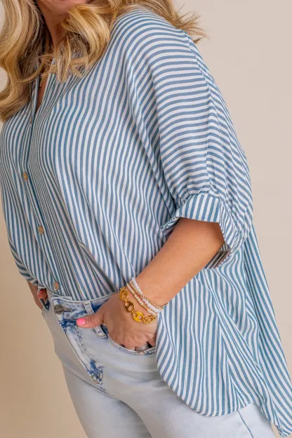 2024 New Oversized Striped Loose Button-down Shirt(Buy 2 10% OFF)
