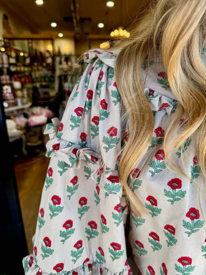 Women's Ruffled Sleeve Rose Blouse (Buy 2 Free Shipping) 