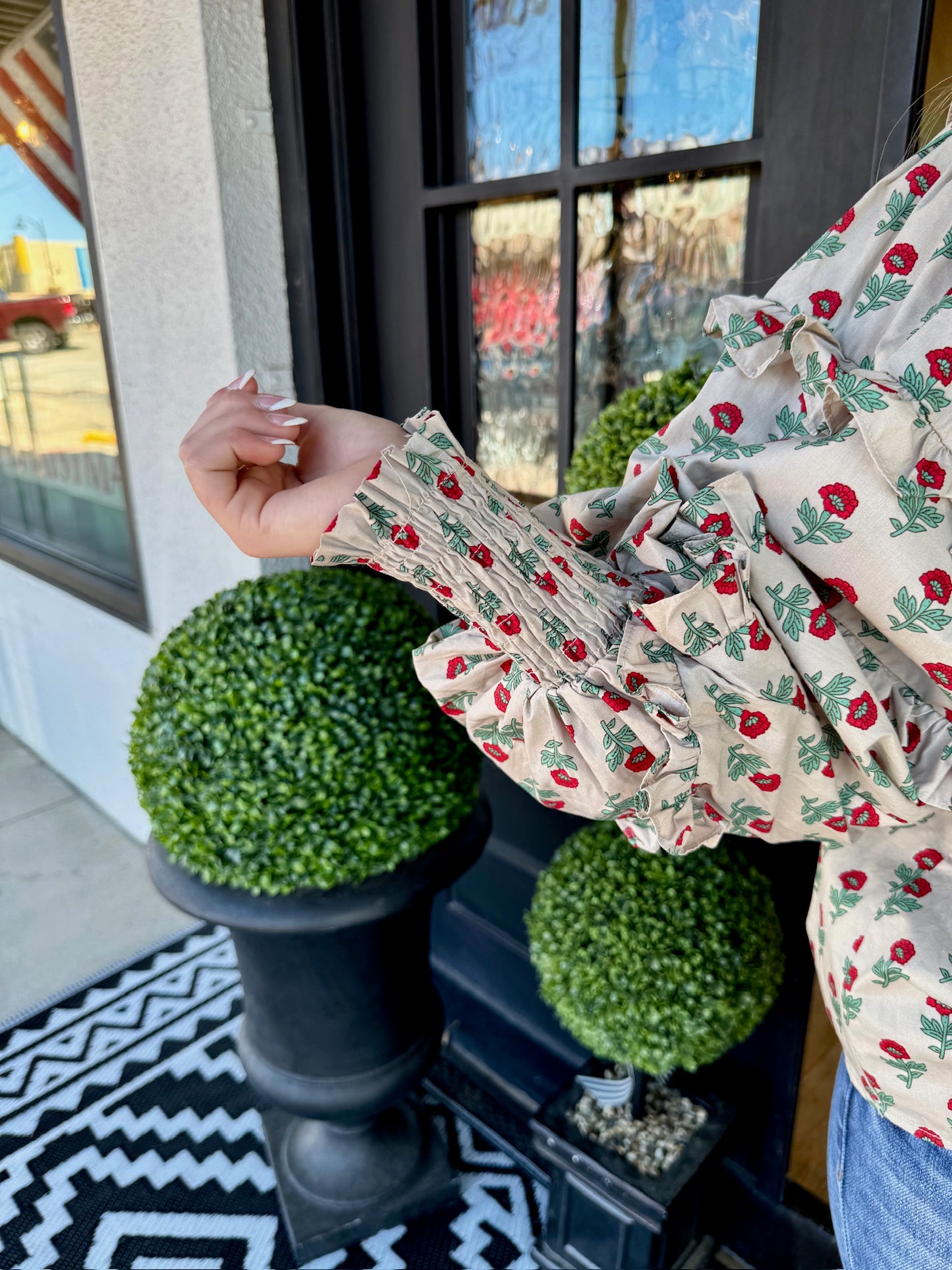 Women's Ruffled Sleeve Rose Blouse (Buy 2 Free Shipping) 