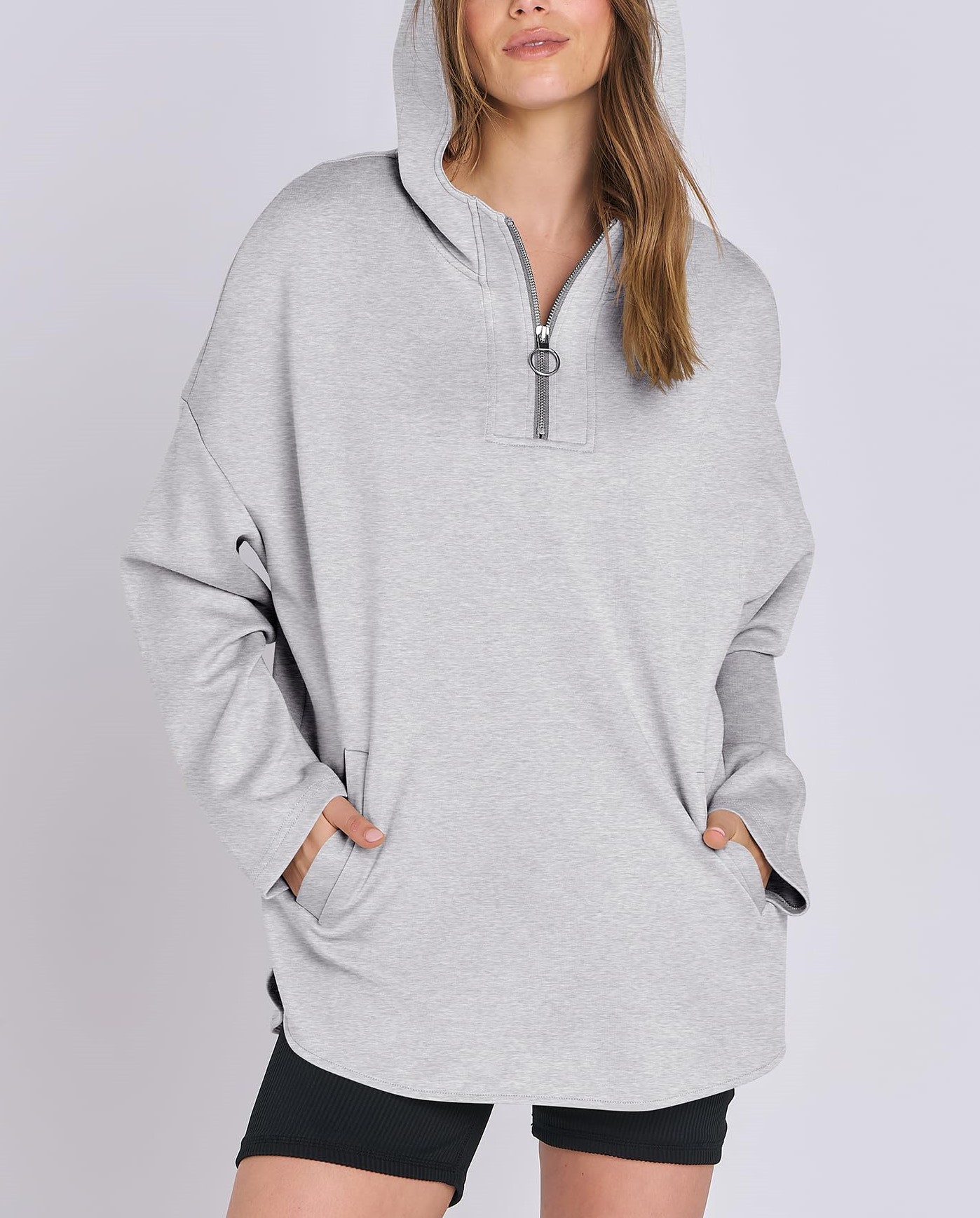 Women's Quarter Zip Oversized Tunic Pullover (Buy 2 Free Shipping)